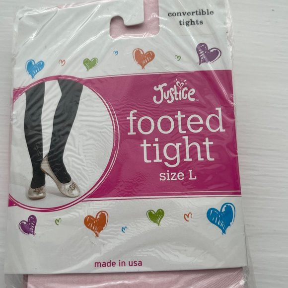 New Justice Footed Convertible Pink Ballet Dance Tights Size Large - Picture 5 of 8